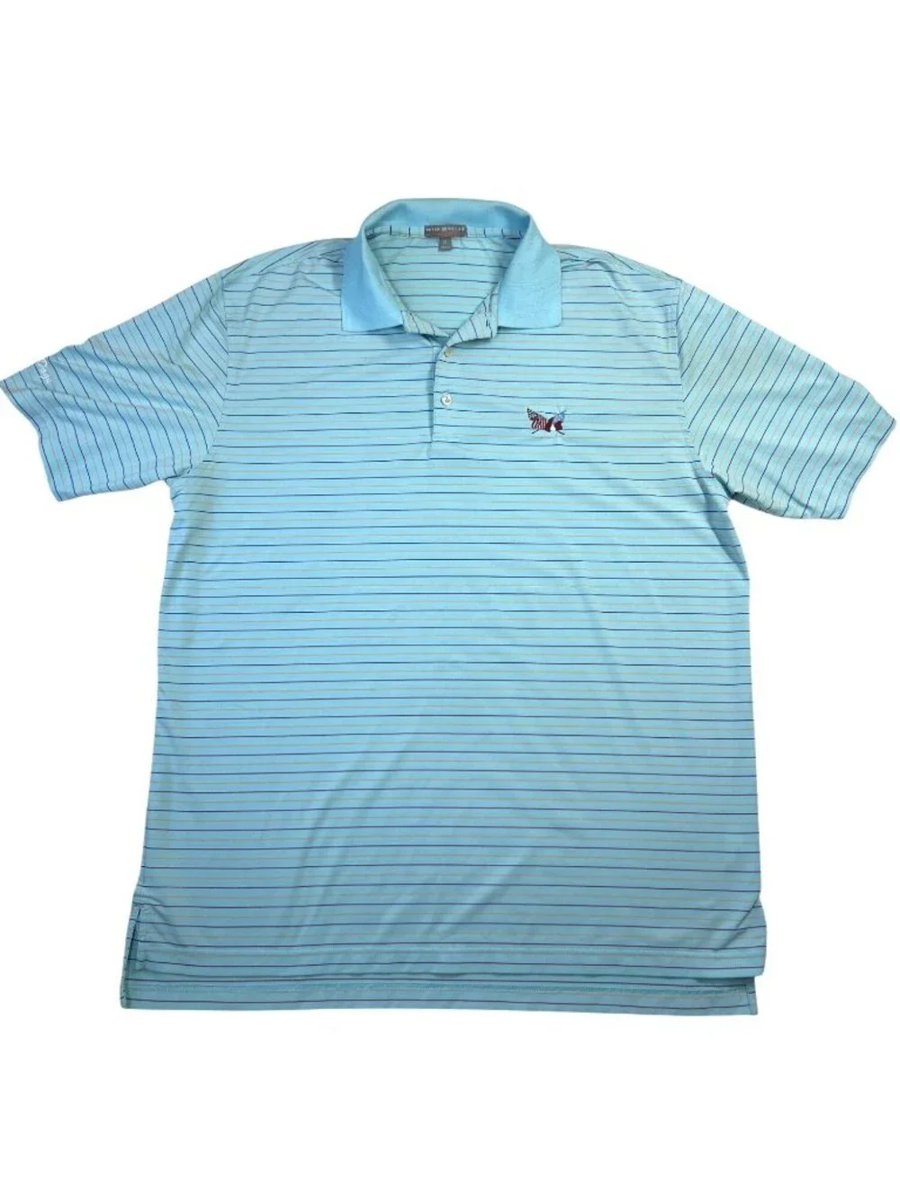 Peter Millar Summer Comfort Golf Polo Shirt Sz XL Blue Striped Performance Polo